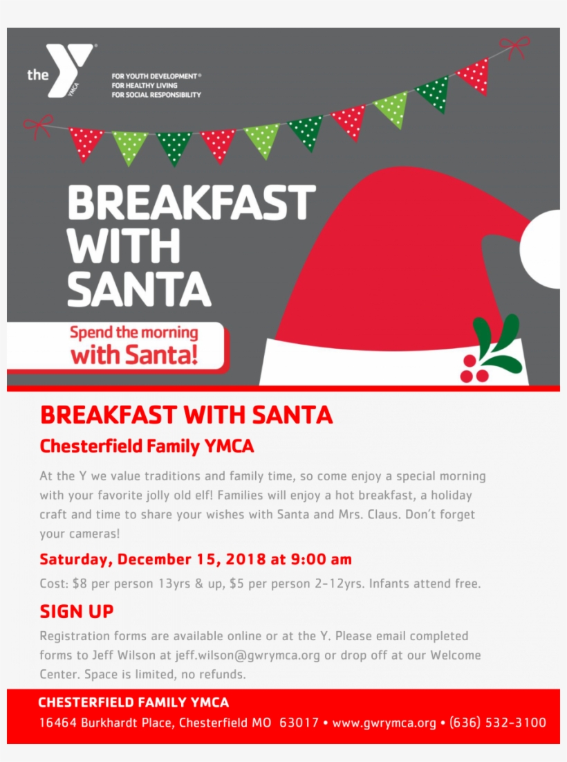 Click Here To Download A Registration Form - Breakfast With Santa Ymca, transparent png download