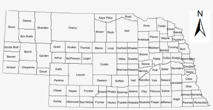 Nebraska County Borders - Number, transparent png download