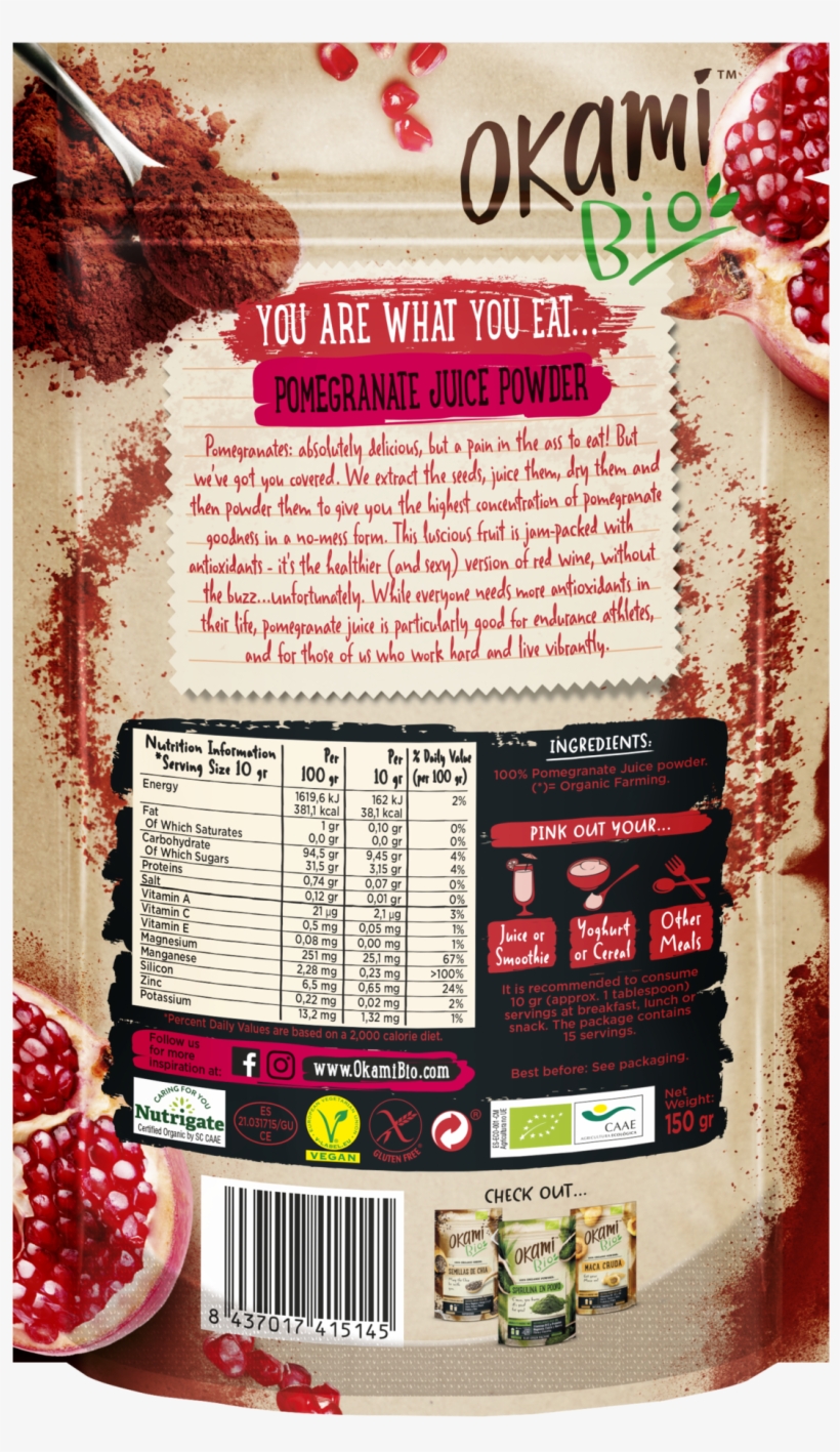 Organic Pomegranate Juice Powder Mix - Superfood, transparent png download