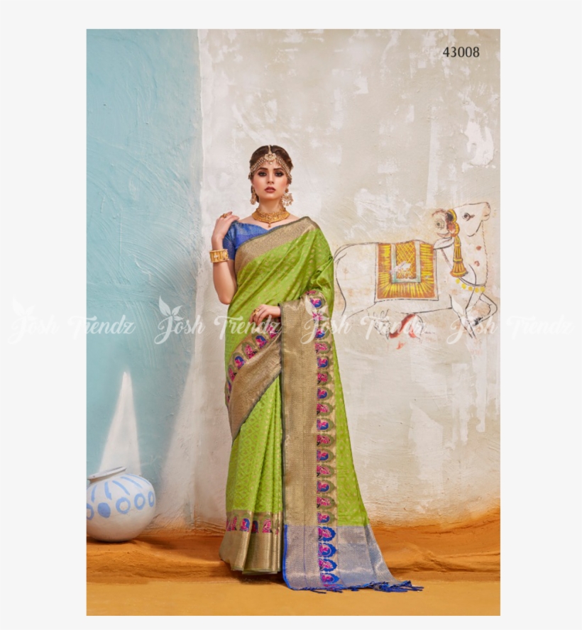 Rajtex Khambhati Silk Saree Jt Rk Sarees - Sari, transparent png download