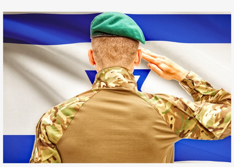 Israeli Soldier Salutes The Flag - Soldier With Machine Gun With National Flag, transparent png download