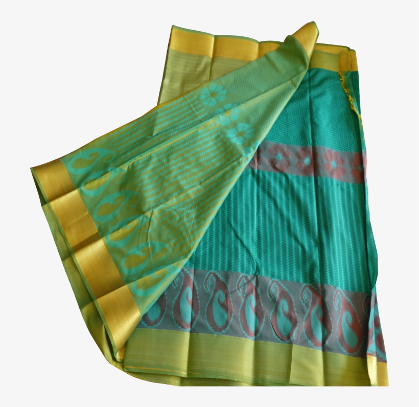 Art Silk Saree With Contrast Blouse - Patchwork, transparent png download