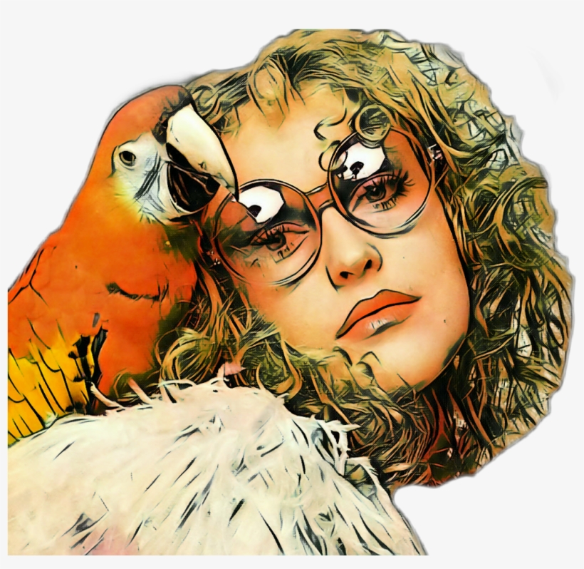 Vintage Lady Woman Retro Parrot Sunglasses Curls Curlyh - Illustration, transparent png download