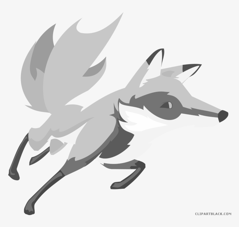Fox Animal Free Black White Clipart Images Clipartblack - Fox On Fire Cartoon, transparent png download