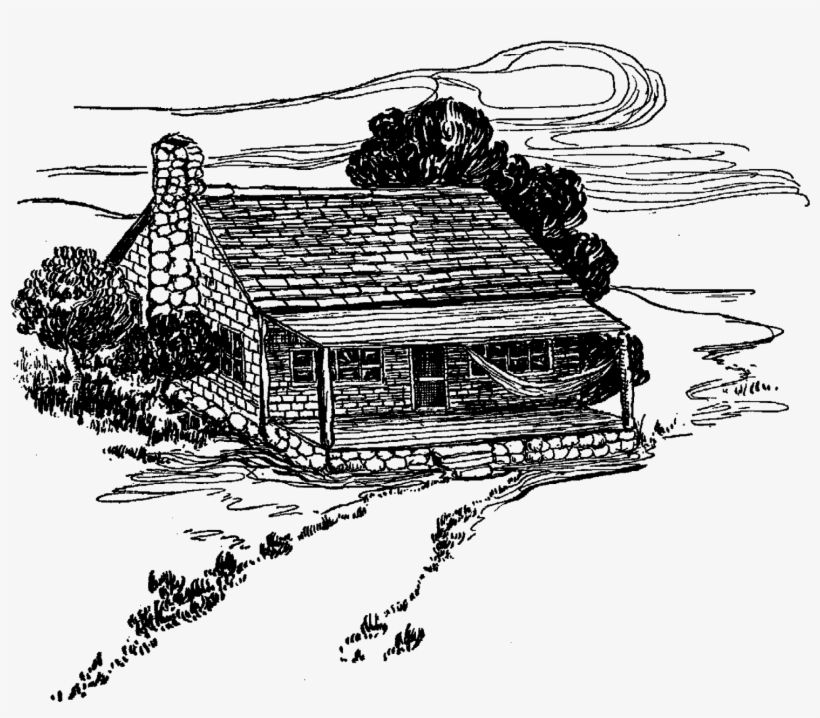 Vintage Log Cabin Illustration Image Download Png - House, transparent png download