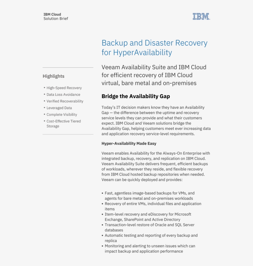 Veeam Backup And Recovery For Ibm Cloud - Errata Sheet Deposition, transparent png download