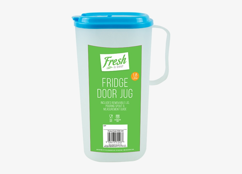 8l Plastic Fridge Door Jug & Lid For Juice, Milk, Water - Water Bottle, transparent png download