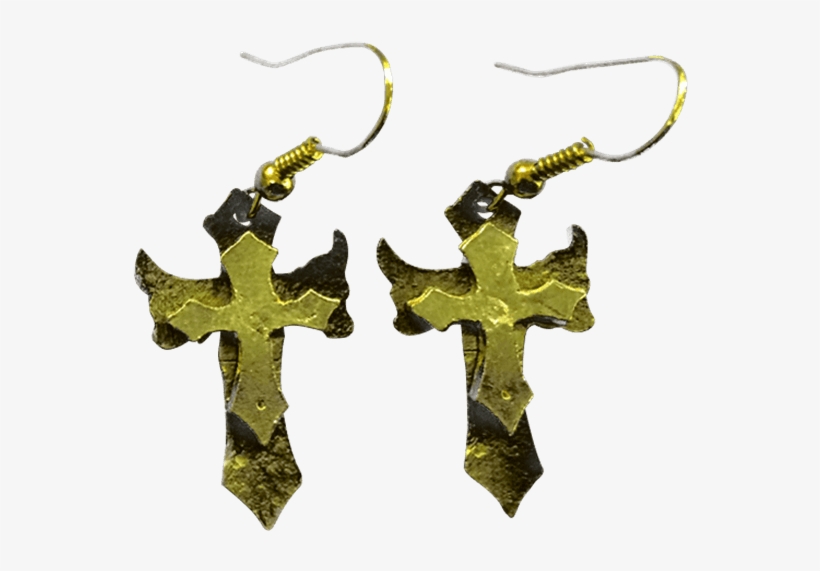 Green Angel Wing Cross Earrings - Earrings, transparent png download