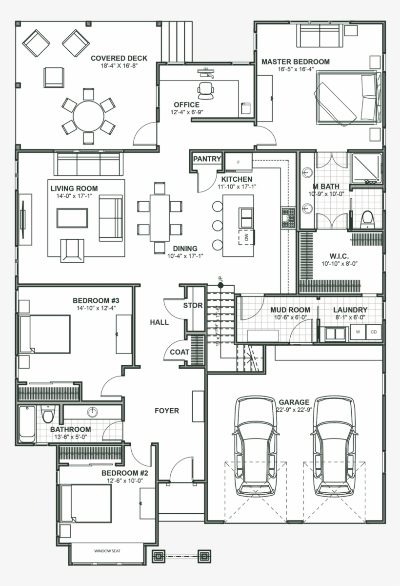 Main Level Floorplan - Floor Plan, transparent png download