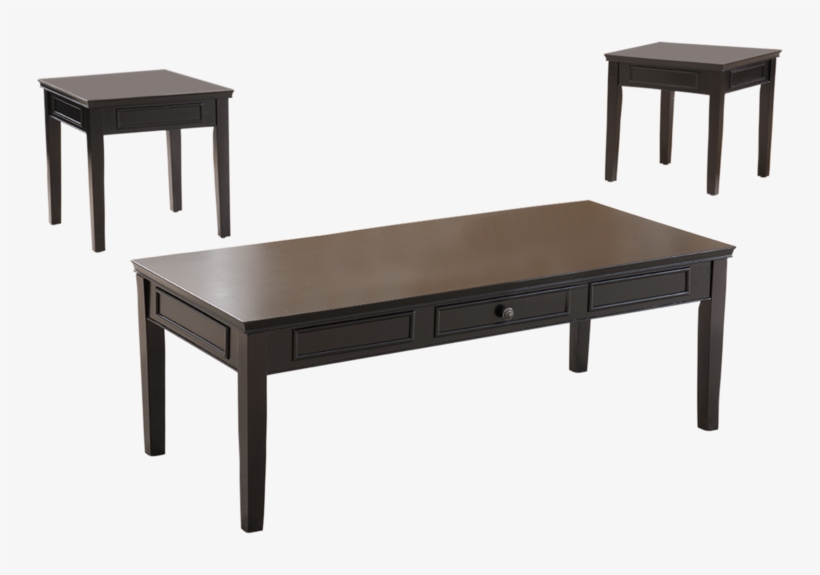 3 Piece Black Finish Wood Coffee Table - Производственный Стол С Мраморной Столешницей, transparent png download
