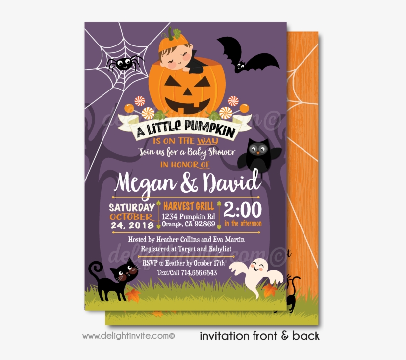 Little Pumpkin Halloween Baby Shower Invitations - Baby Invite Pumpkin Theme, transparent png download