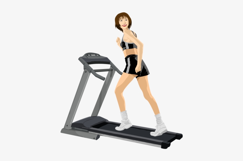 Girl Runs On Treadmill - Fitness Equipment, transparent png download
