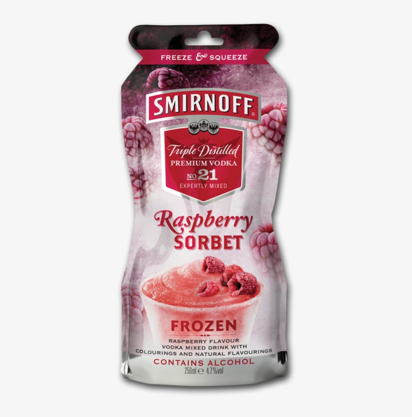 Smirnoff Frozenpouch Raspberry 250ml - Smirnoff Raspberry Sorbet Pouch, transparent png download