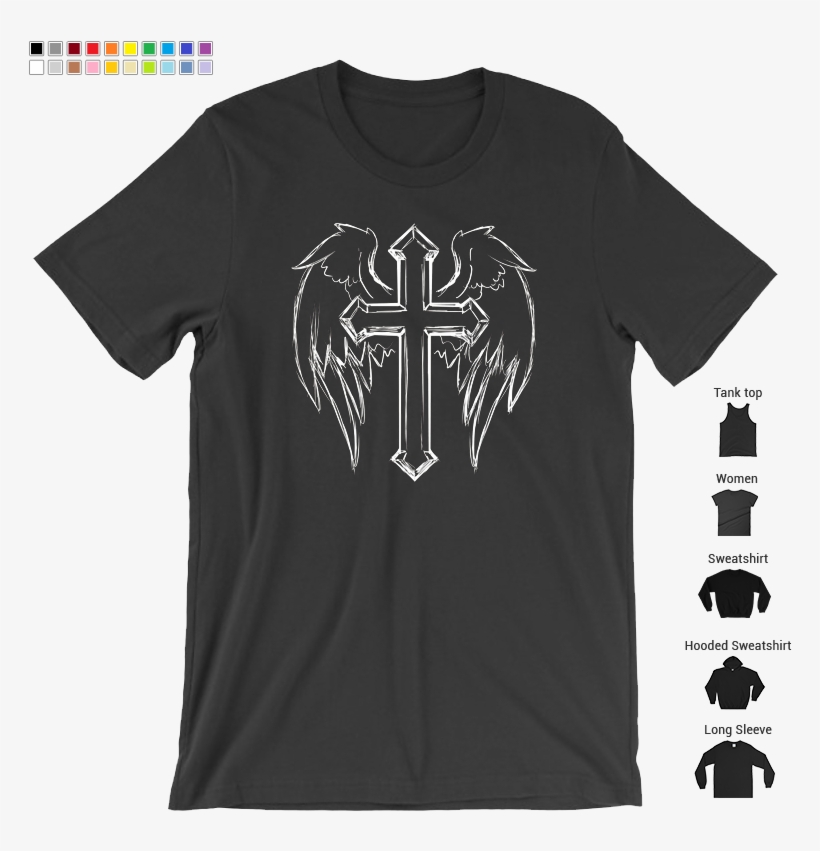 Holy Cross With Angel Wings Christian Religious Shirt - T-shirt, transparent png download