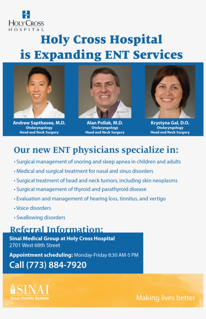 Holy Cross Hospital Is Expanding Its Ent Services Holy Cross Hospital