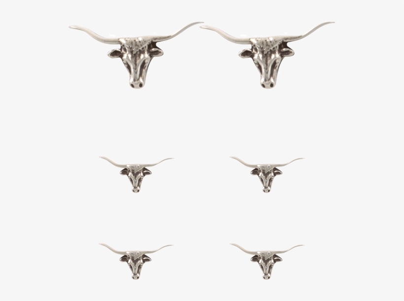 Pinto Ranch Longhorn Silver Cufflinks And Stud Set - Texas Longhorn, transparent png download