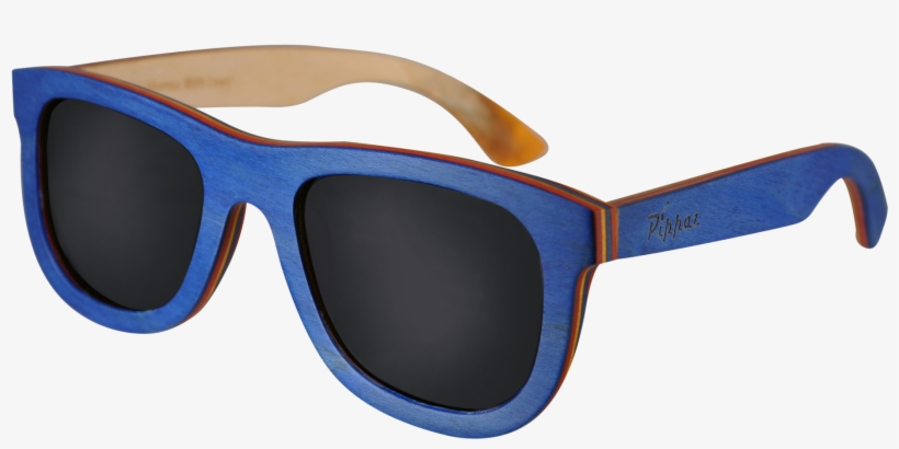 Blue Wood Frames & Black Lenses - Wood, transparent png download