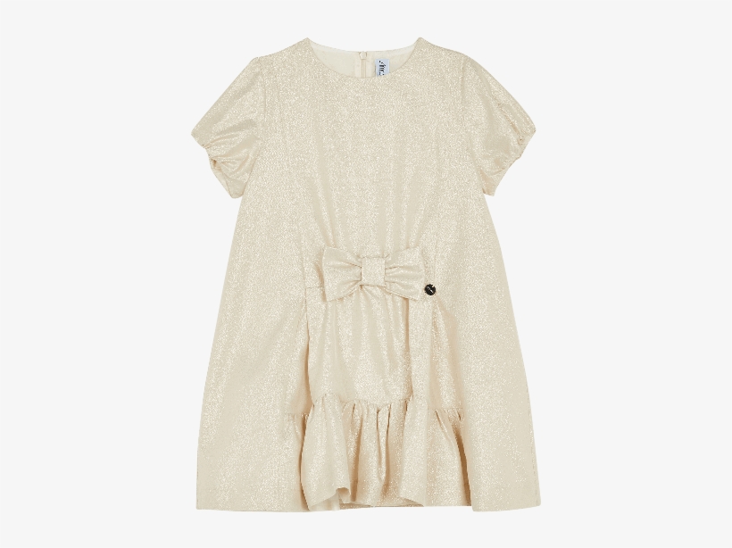 Cream Metallic Bow Dress - Day Dress, transparent png download