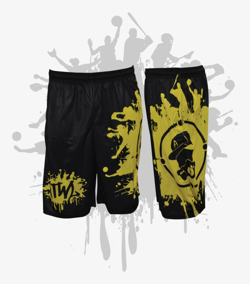 Splatter Splash Mens Full Dye Shorts Black/yellow - Adidas Mens Softball Turf Shoes, transparent png download