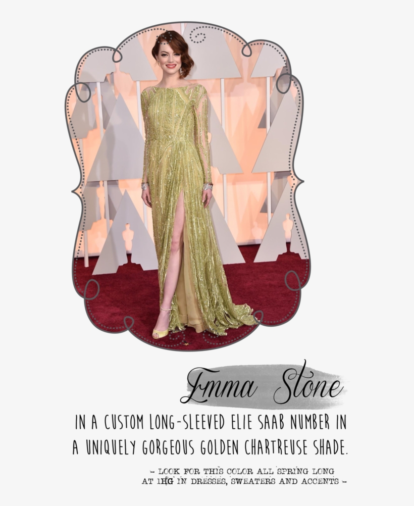 Best Dressed Oscars - Emma Stone Green Dress Oscars, transparent png download