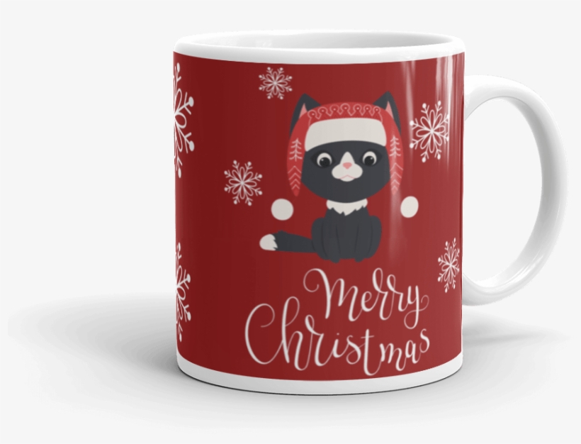 Black Kitten Santa Hat - Coffee Cup, transparent png download
