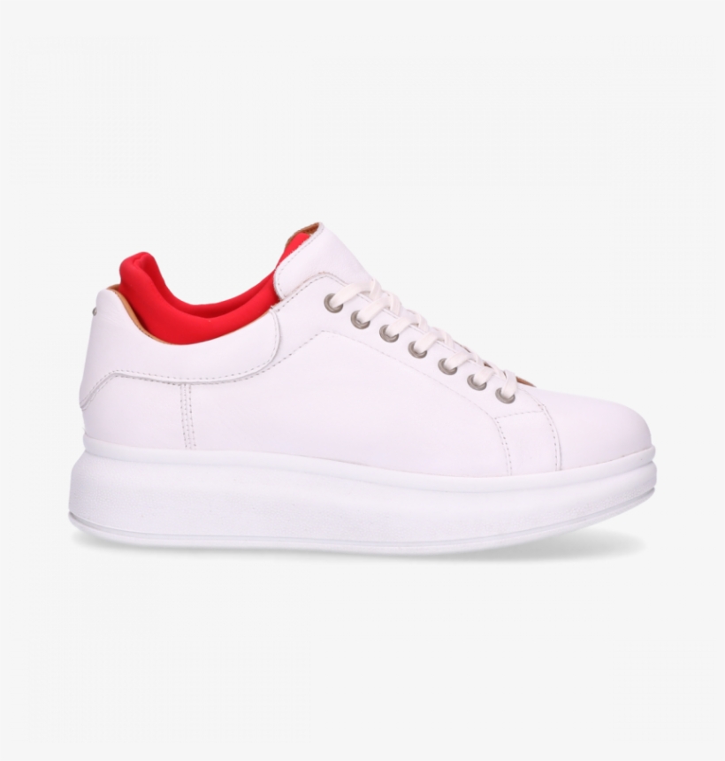 White Lace Up Sneaker Smooth Leather With Neoprene - Skate Shoe, transparent png download