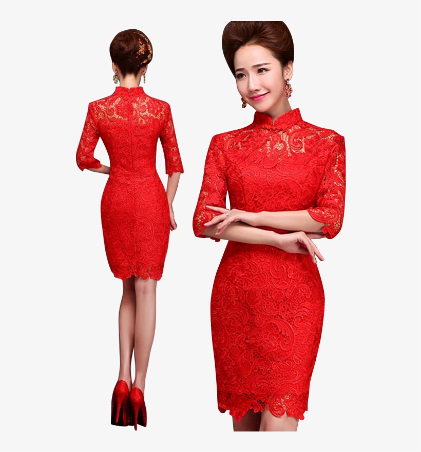Bsjy-15188 Mandarin Collar Hollow Lace Back Half Sleeve - Formal Wear, transparent png download