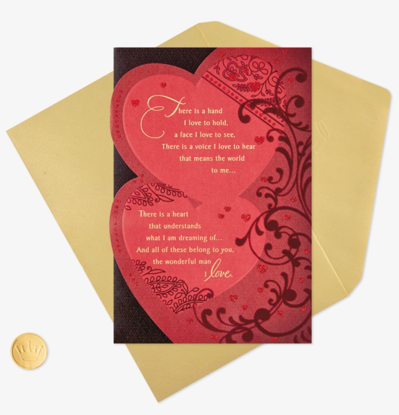 Two Hearts With Lace Valentine's Day Card For Husband - Envelope, transparent png download