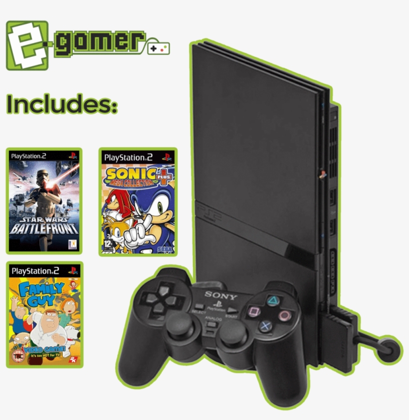 Playstation 2 Slimeline With 3 Games - Playstation 2 Slimline, transparent png download