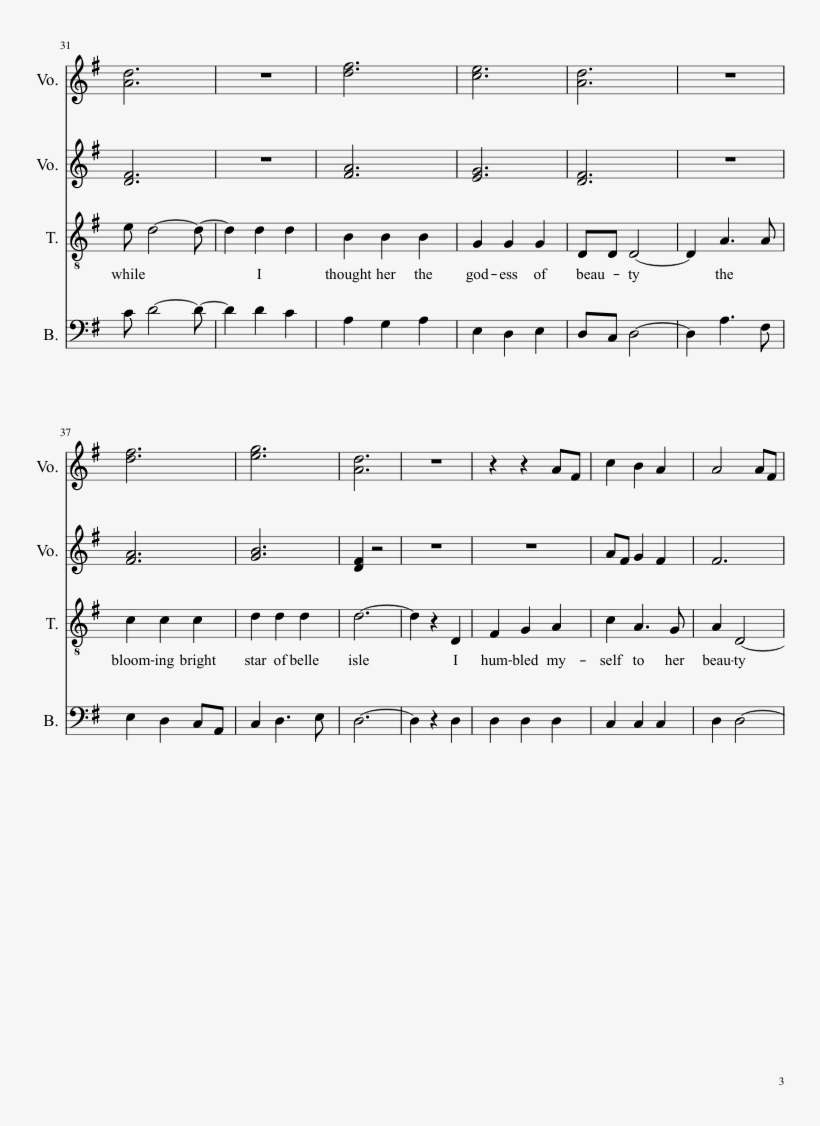 The Blooming Bright Star Of Belle Isle Sheet Music - Seven Bridges Road Sheet Music, transparent png download