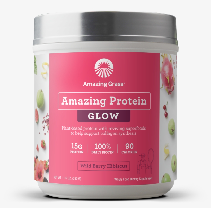 Amazing Grass Amazing Protein Glow, Wild Berry Hibiscus, - Amazing Grass Bedtime Elixir Dietary Supplement, transparent png download