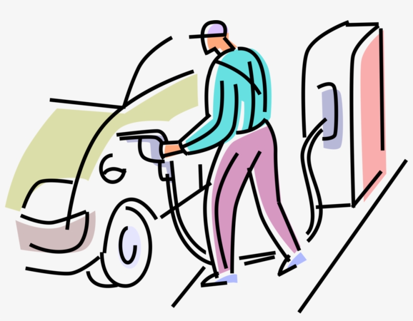 Vector Illustration Of Gas Station Attendant Fills, transparent png download