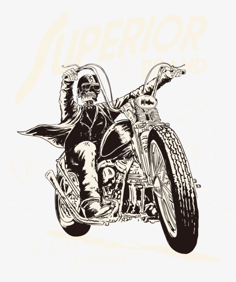 T-shirt Vector Motorcycle Skull Download Hq Png Clipart - Vector Graphics, transparent png download