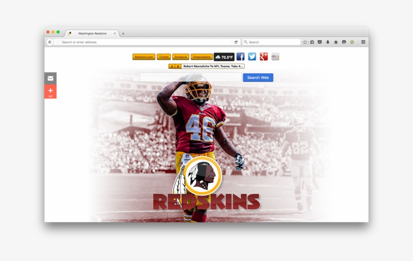 Nfl Washington Redskins New Tab Get This Extension - Washington Redskins, transparent png download