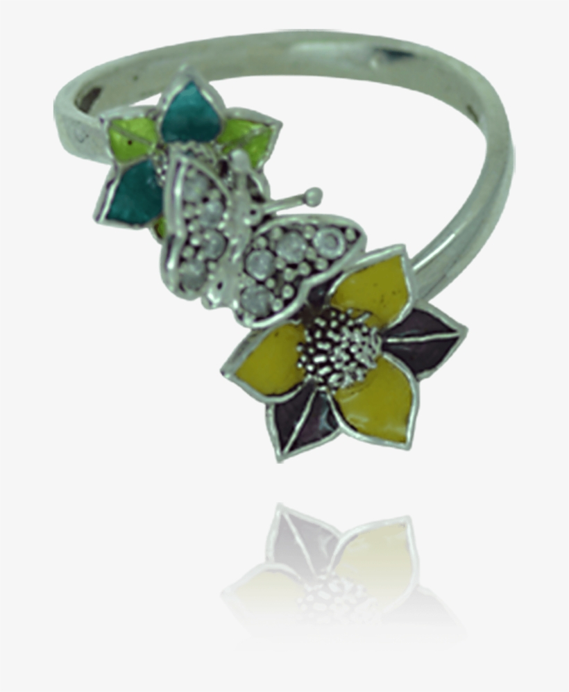 Star Flower And Butterfly Ring - Floral Design, transparent png download