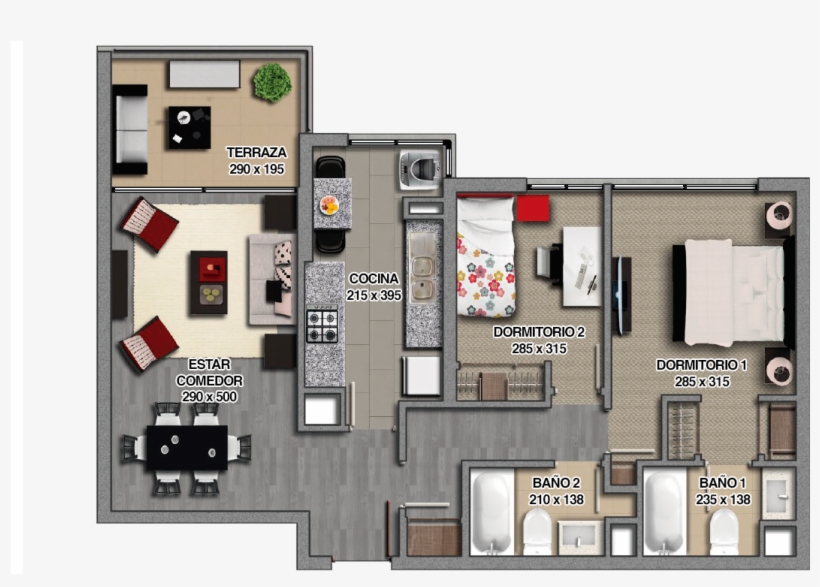 71,55 M2 Totales - Cocina En Planta Png, transparent png download