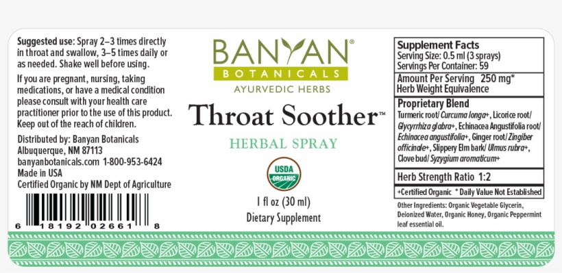 Supplement Facts - Banyan Botanicals, transparent png download
