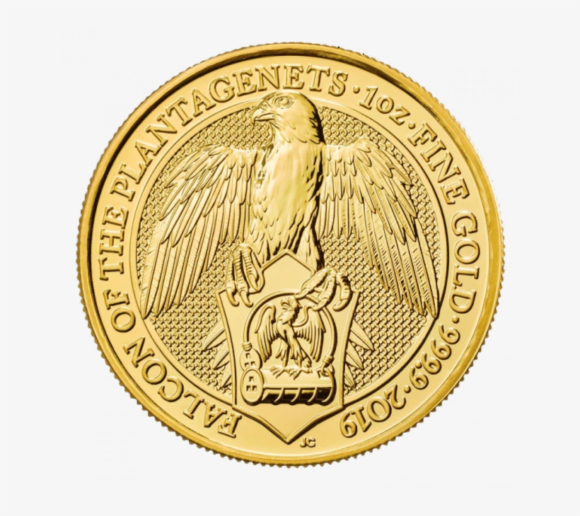 1 Oz Queen's Beasts Falcon Gold Coin - Falcon Of The Plantagenets, transparent png download
