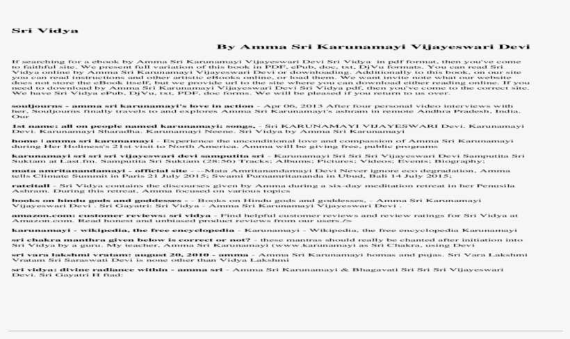 Sri Vidya By Amma Sri Karunamayi Vijayeswari Of Sri - Social Studies, transparent png download