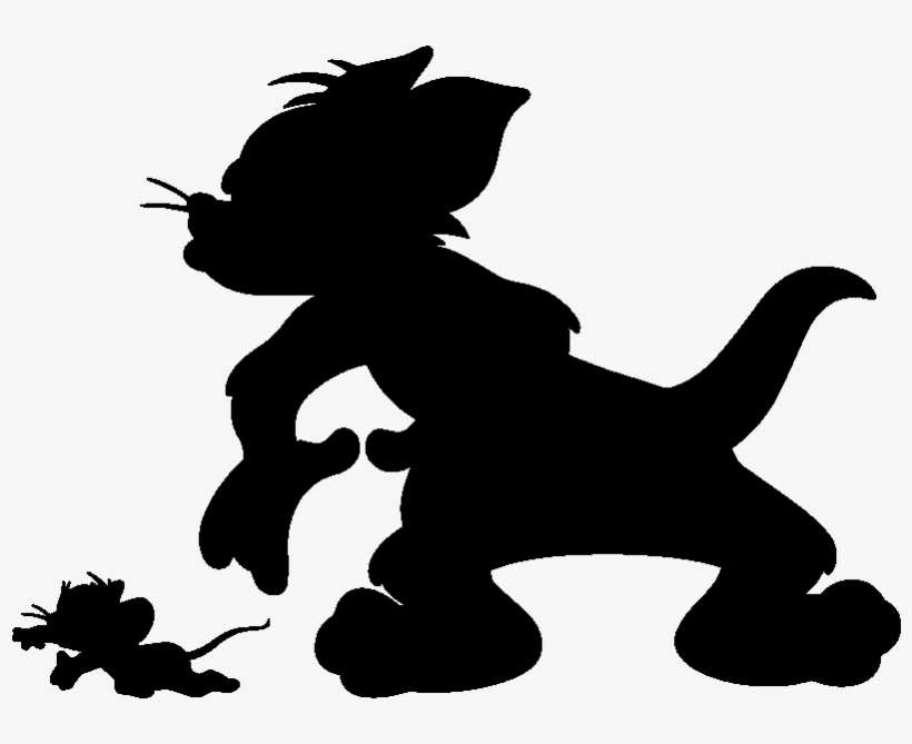 Stickers Muraux Animaux Sticker Silhouette Tom Et Jerry - Tom And Jerry Silhouette, transparent png download