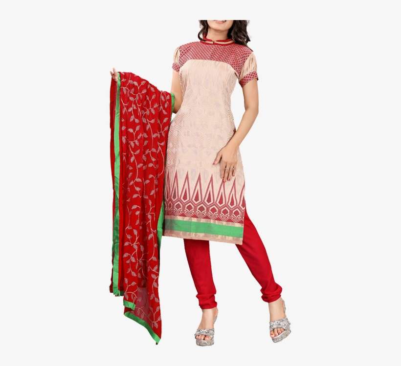 Lookslady Printed Beige Chanderi Salwar Suit - Silk, transparent png download