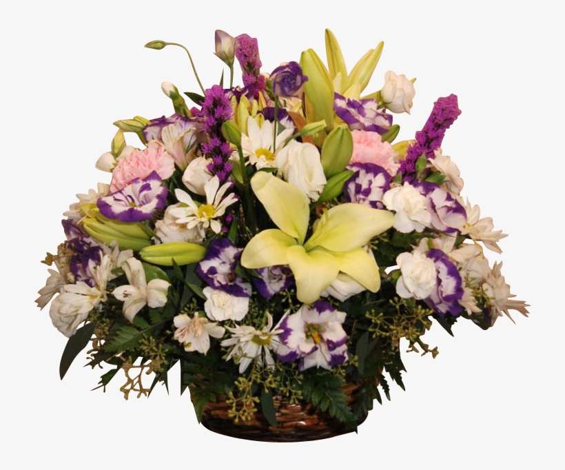 Wicker Basket Mixed Flower Small - Bouquet, transparent png download