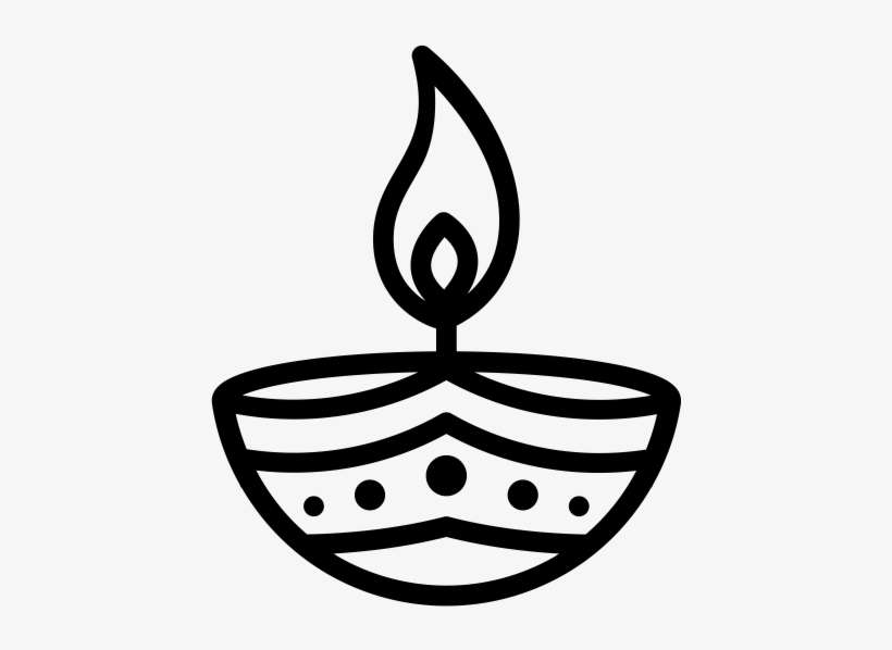 Diya Rubber Stamp - Diya Clipart Black And White Png, transparent png download