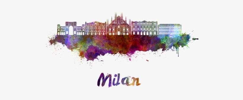 Bleed Area May Not Be Visible - Milan Skyline Watercolor, transparent png download