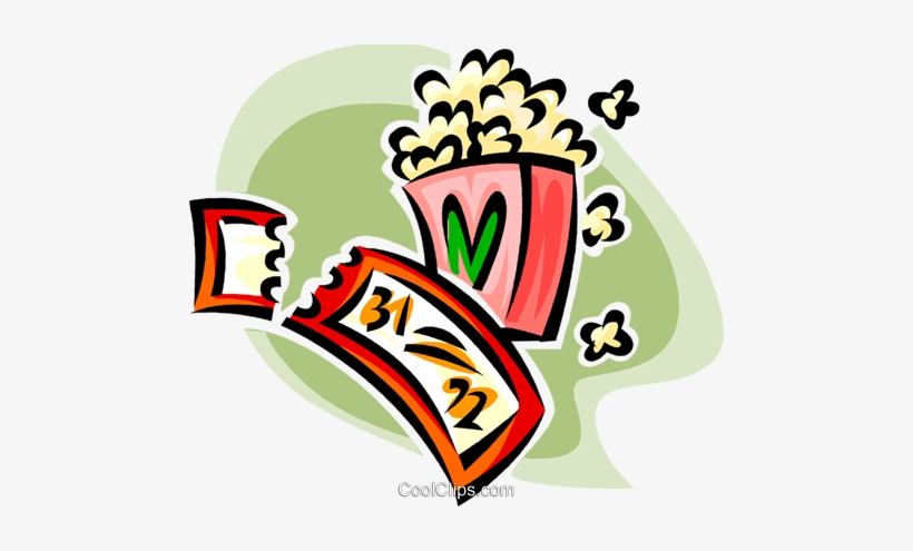 Movie Ticket And Popcorn Royalty Free Vector Clip Art - Билеті В Кино Png, transparent png download
