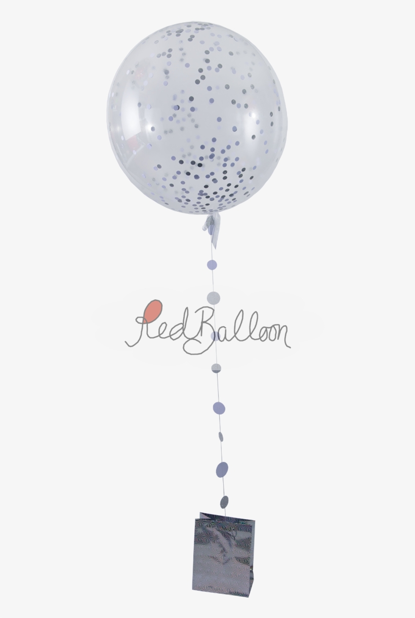 Silver Confetti Balloon Red Balloon Cork - Balloon, transparent png download