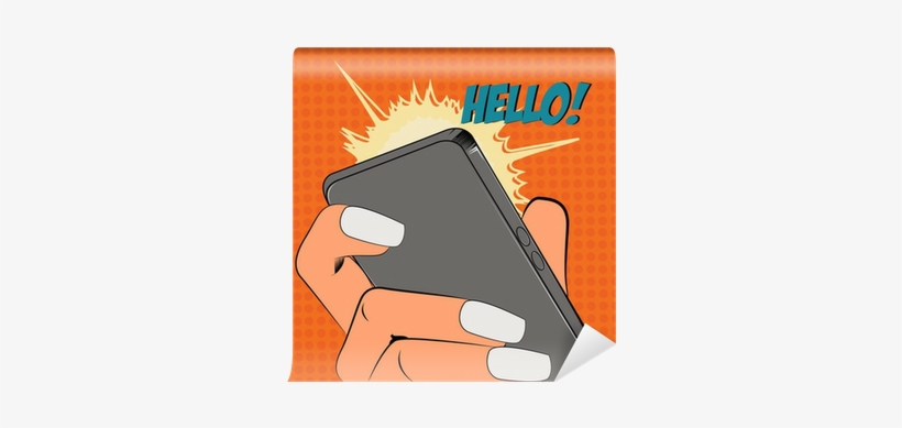 Pop Art Illustration Of A Hand Holding A Phone Wall - Pop Art Holding Phones, transparent png download