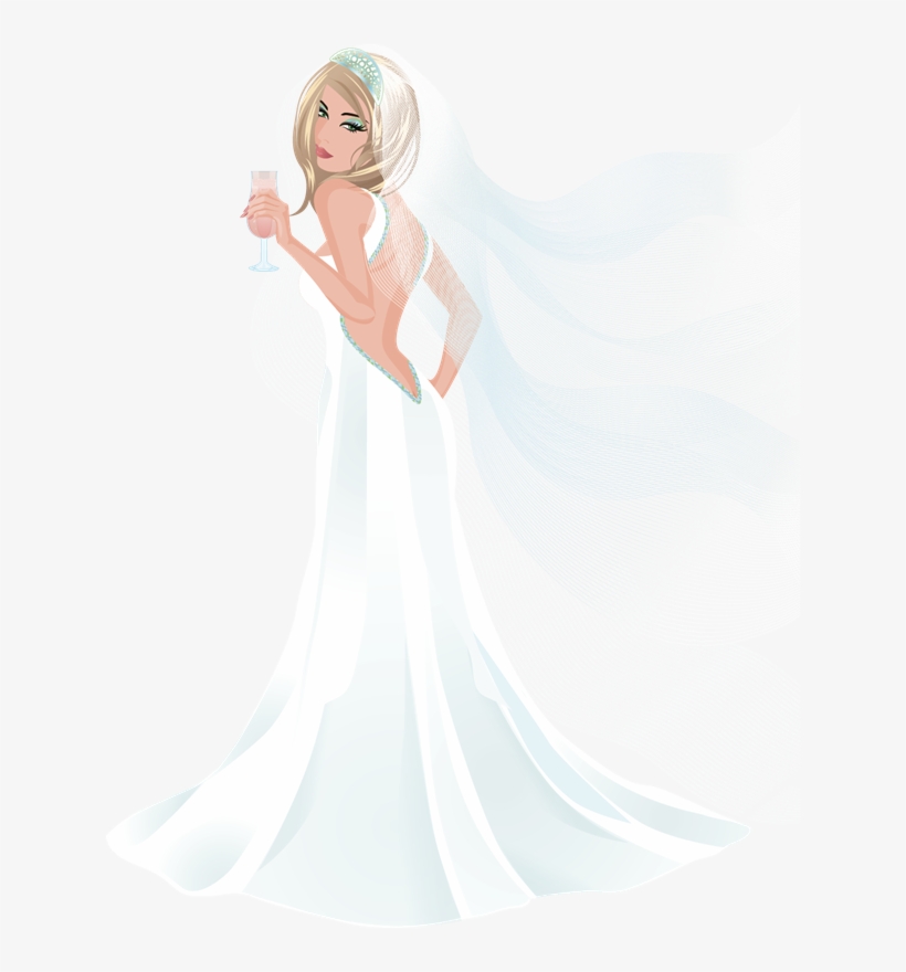 Clip Freeuse Download Bride Art Wedding Dress Illustration - Clip Art, transparent png download