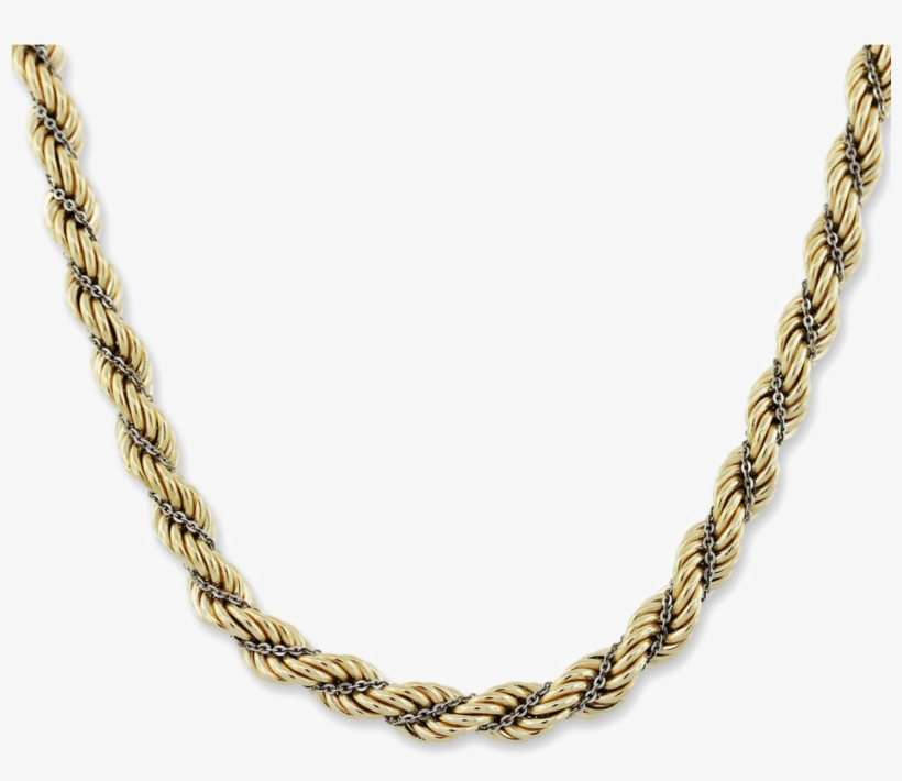 Gold Chain Transparent Images - 14k Yellow And White Gold Thick Rope Chain Necklace, transparent png download