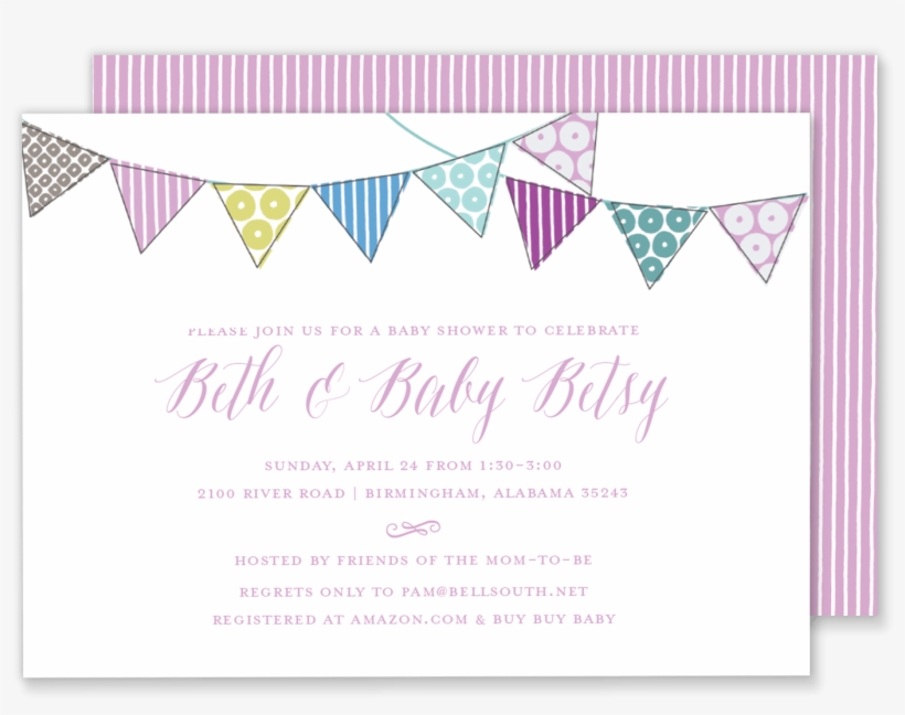 Pink Bunting Flag Banner Baby Shower Invitation - Envelope, transparent png download
